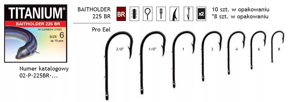 Robinson Titanium Hooks BAITHOLDER 225BR No. 8