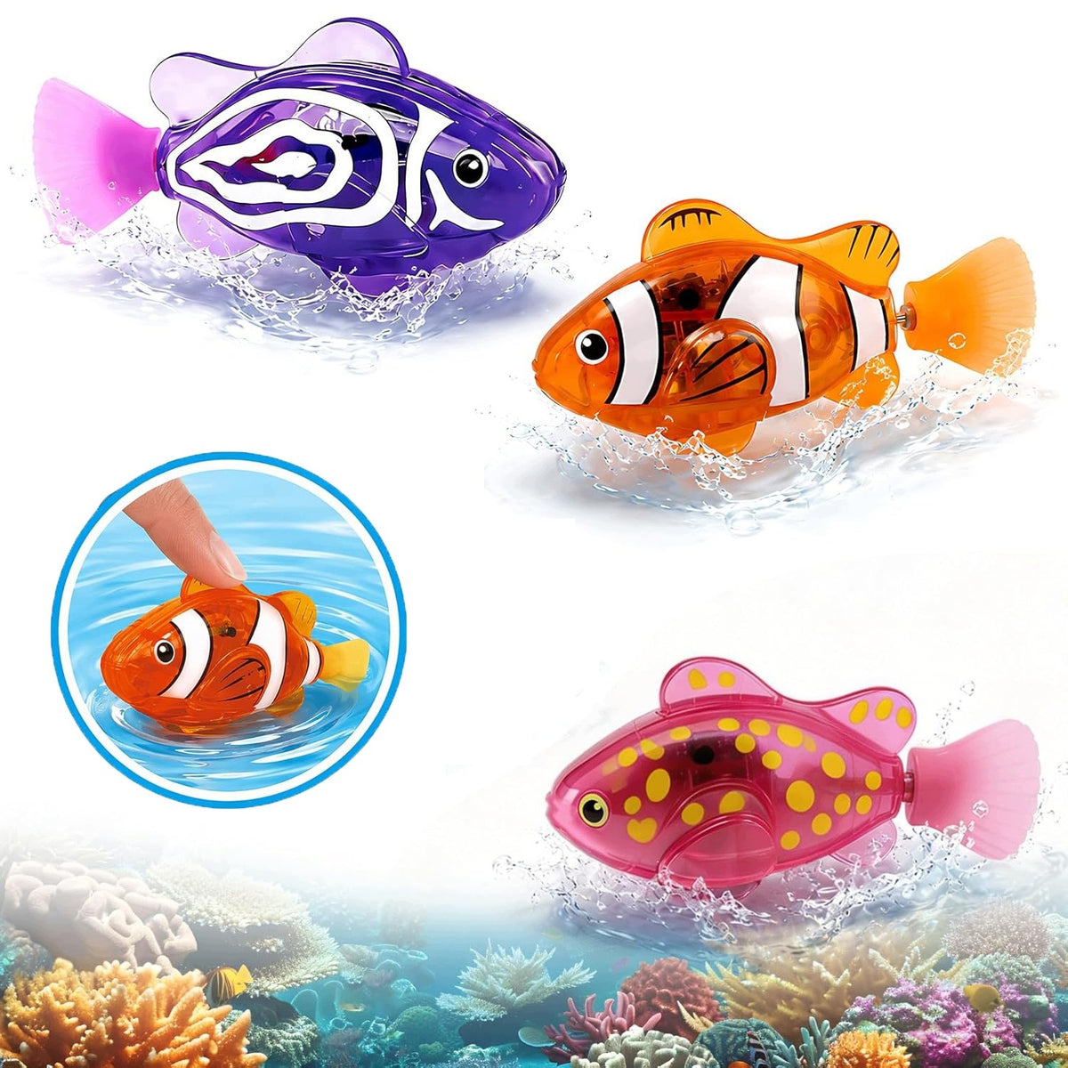 Robo Fish Aquarium 3 PCS Fish Interactive Toy for Kids LED Light