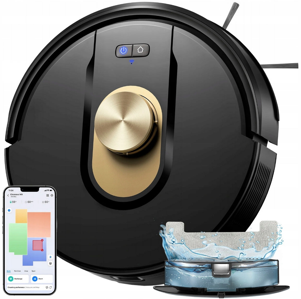 Robot Cleaning Vacuum Cleaner Cleanova W9 8000Pa Mopping