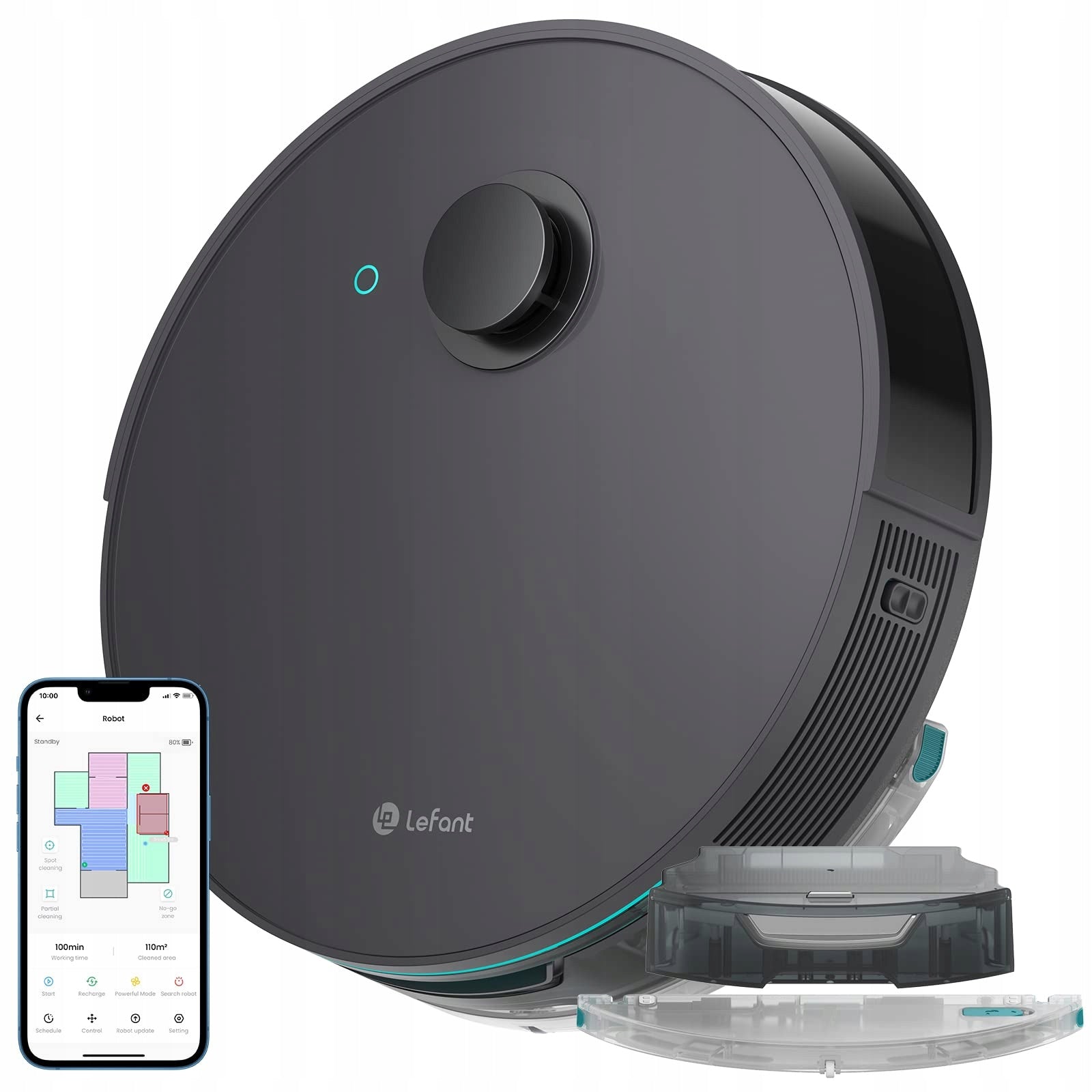 Robot Cleaning Vacuum Cleaner Mopping Lefant N3 6000Pa Lidar Black
