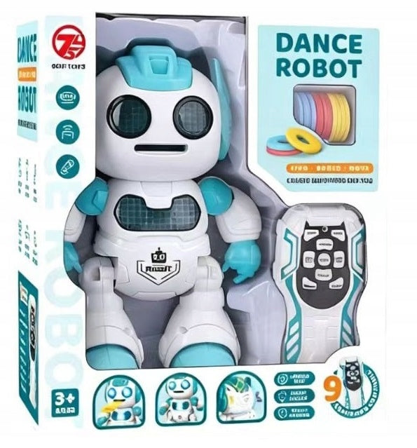 Robot Dancing On Remote Control Shooting Discs Blue Interactive Brand NORIMPEX
