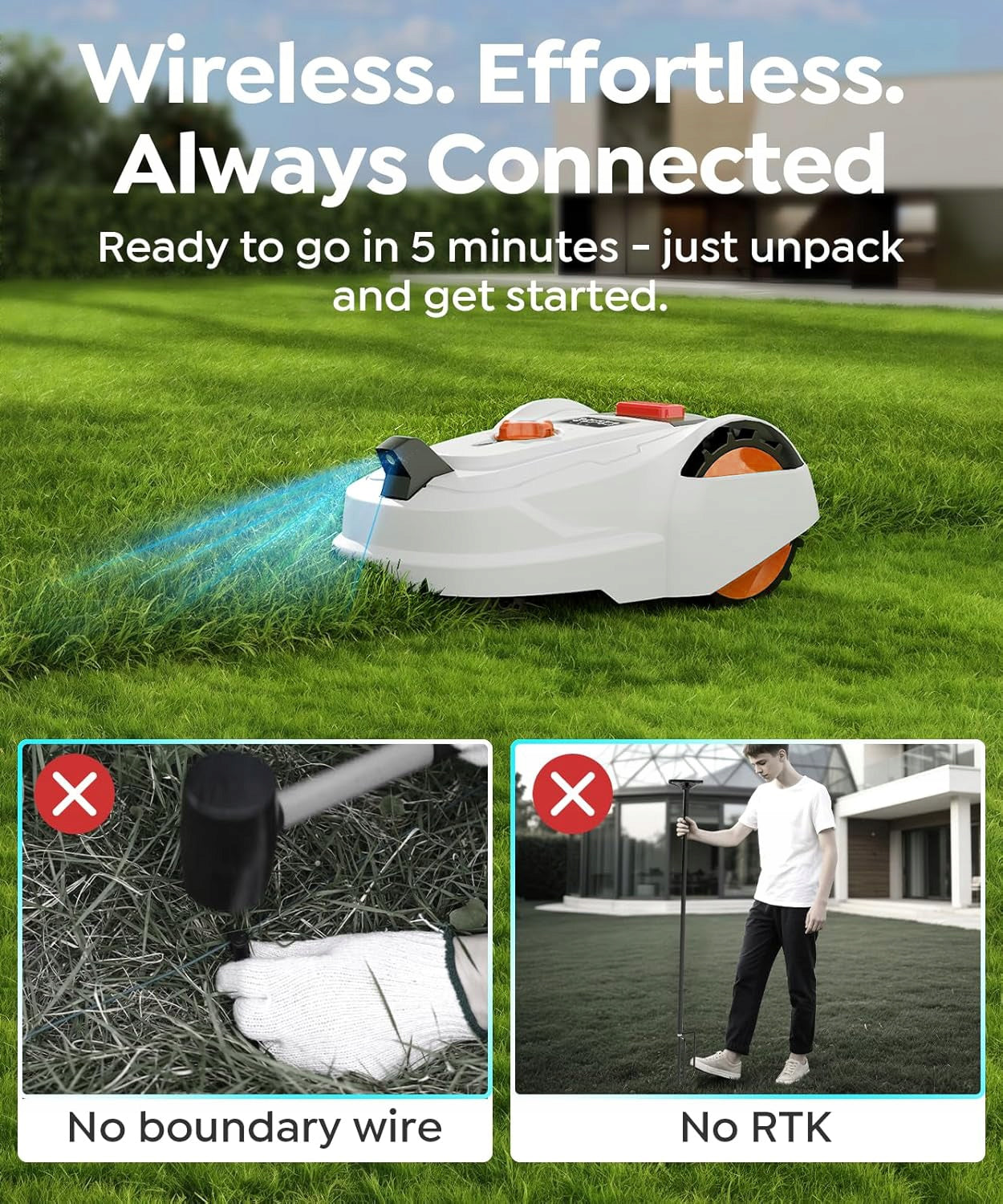 Robot Lawn Mower 3D Visual Obstacle Avoidance, Without Limitation Cable Packaging status original
