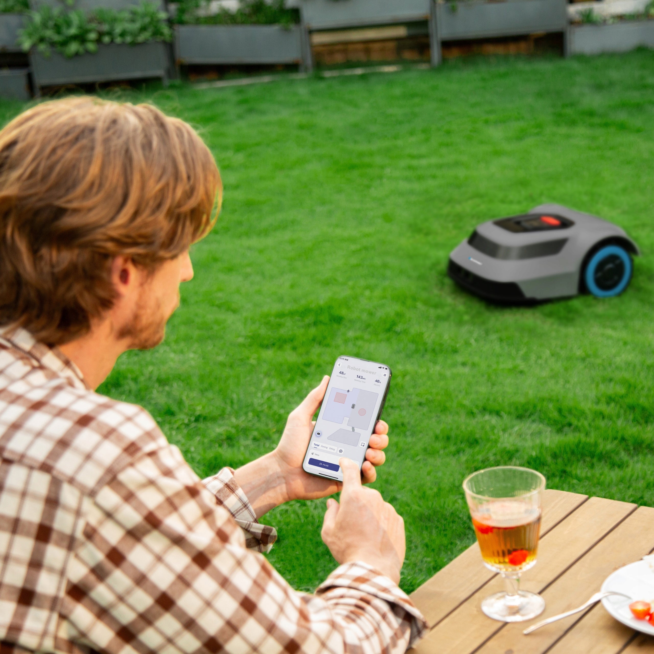 Robot Mowing Lawn Mower up to 1000 m² BT Wi-Fi App Blaupunkt Mowing width 20 cm