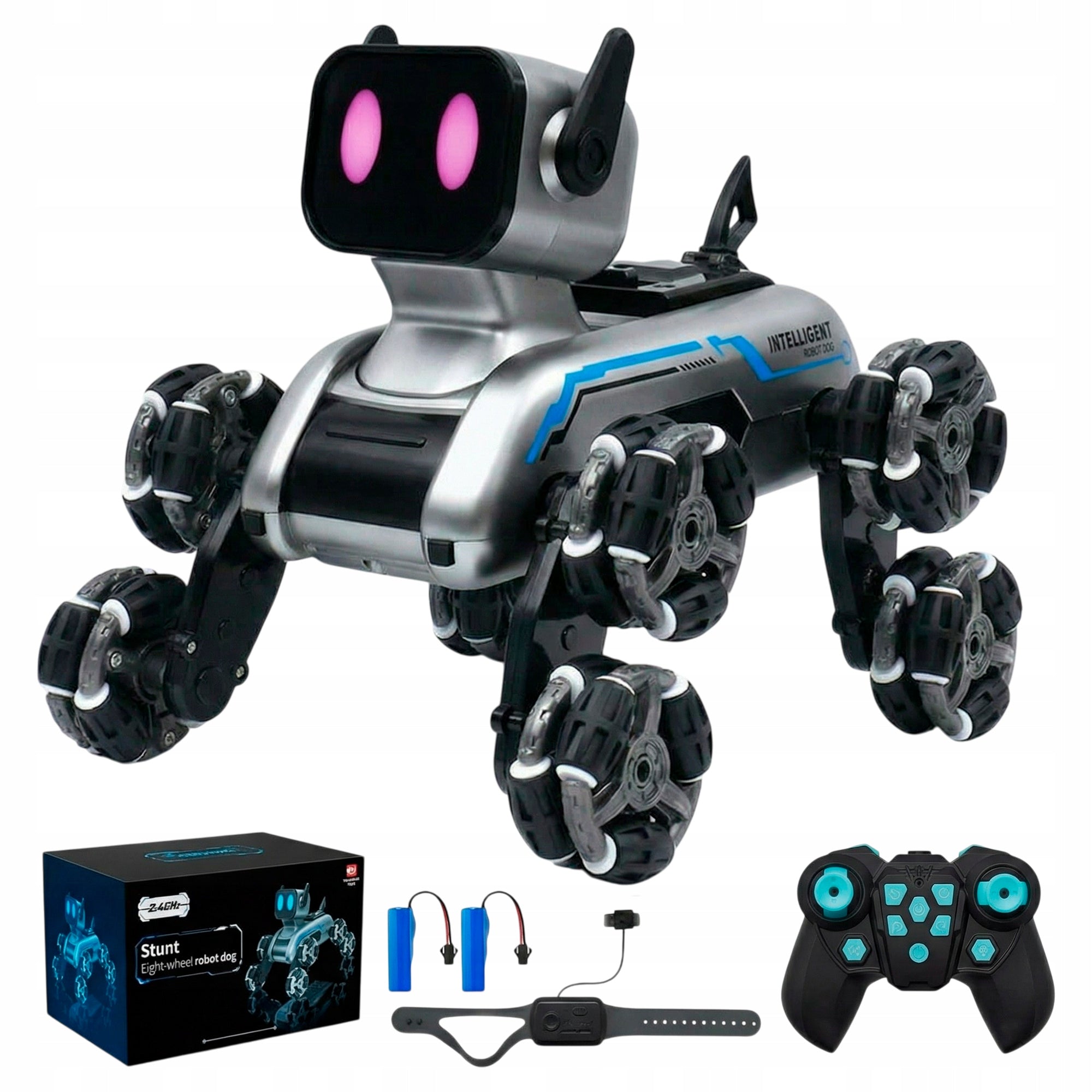 Robot Piesek Zdalnie Sterowany na Pilota dla Dzieci 8 Kół 2 Akumulatory USB