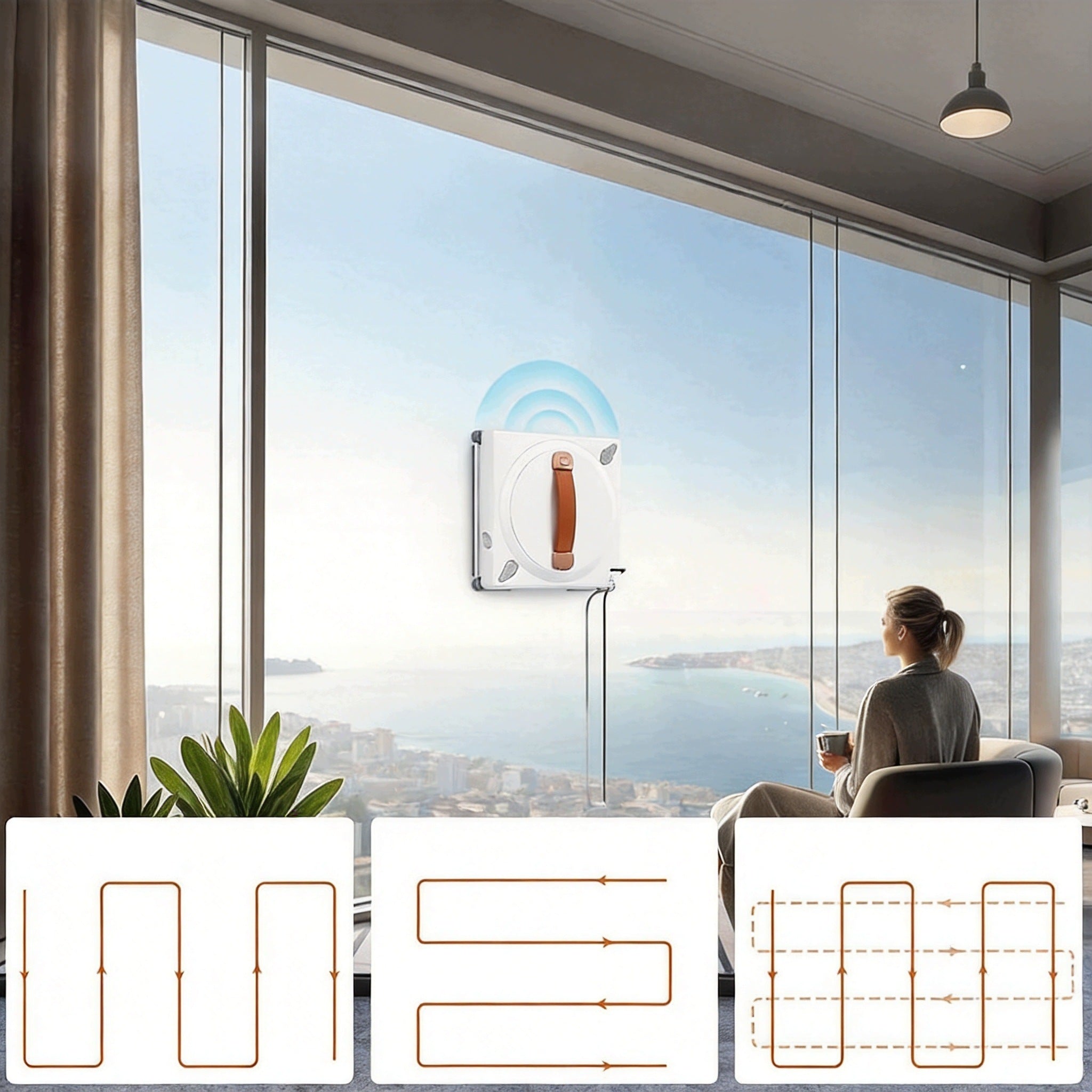 Robot Window Cleaner Window Washer Automatic 5000PA 3MODES Brand Bedee