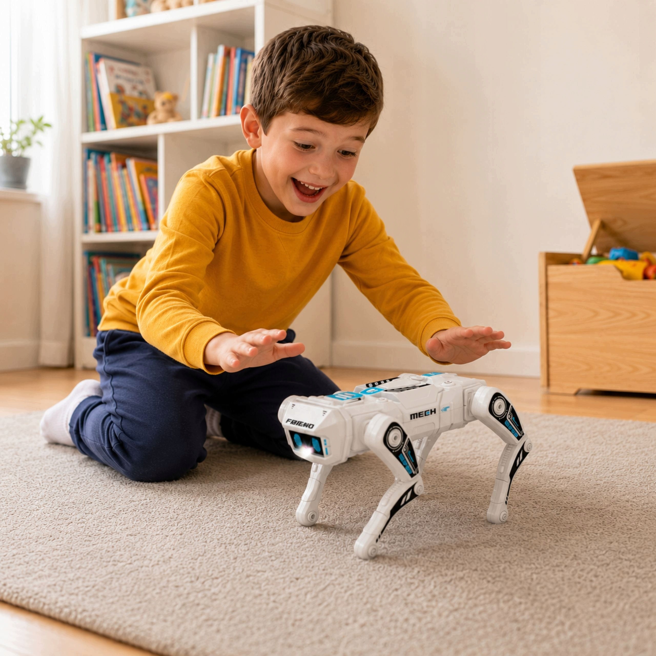 Robot dog mechanical remote controlled AI for kids light sound 3+ Manufacturer code zdalnie sterowany robot sztuczna inteligencja