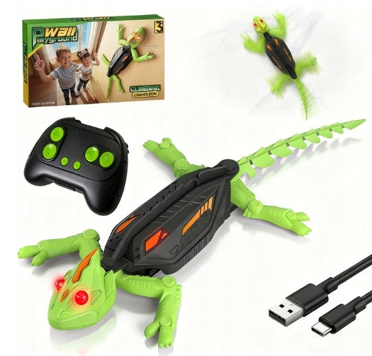 Robot gecko RC climbing walls LED rechargeable gift for kids