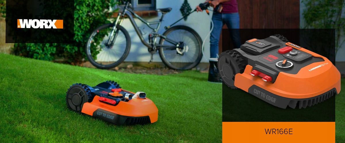 Robot mower Worx LANDROID M600 Plus WR166E 600m2 Additional information rain sensor shock sensor remote bluetooth controller controlled via smartphone PIN code
