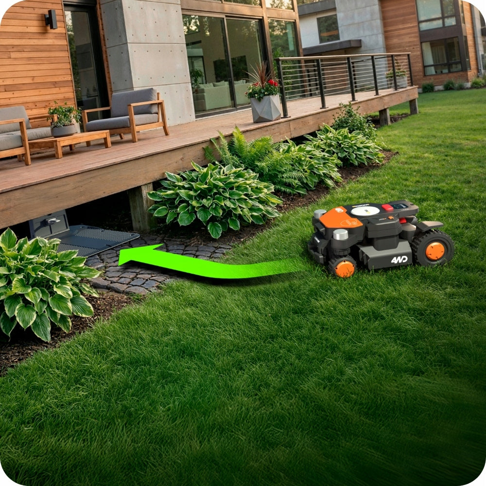 Robot mower Worx Vision Cloud RTK automatic mower 1000 WR341E Garage Mowing performance 1000 m²