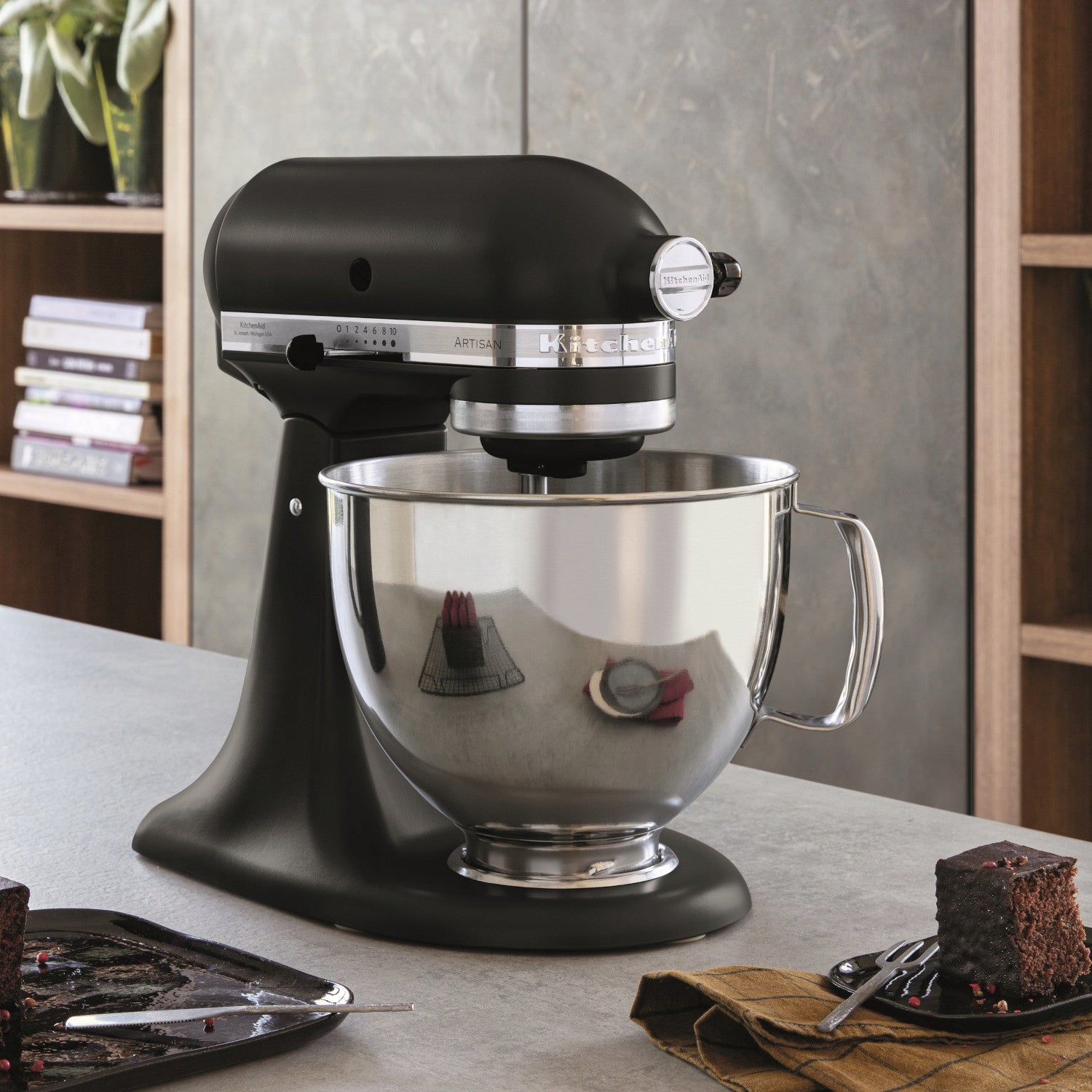 Robot planetáris mixer KitchenAid Artisan 5KSM125EBM fekete matt inox tál Manufacturer code 5KSM125EBM