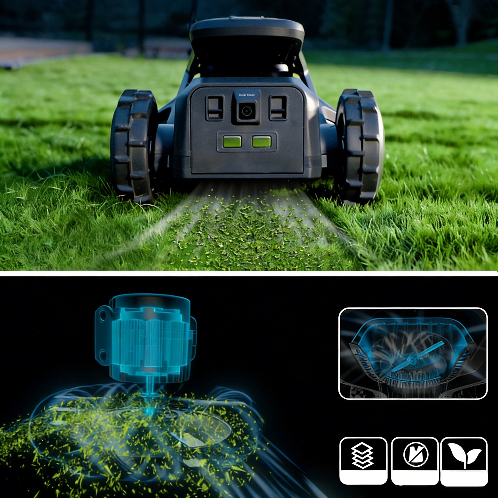 Robotic Lawn Mower TRON 360° AI Vision Navigation, IPX6, Swappable Battery Mowing width 22 cm