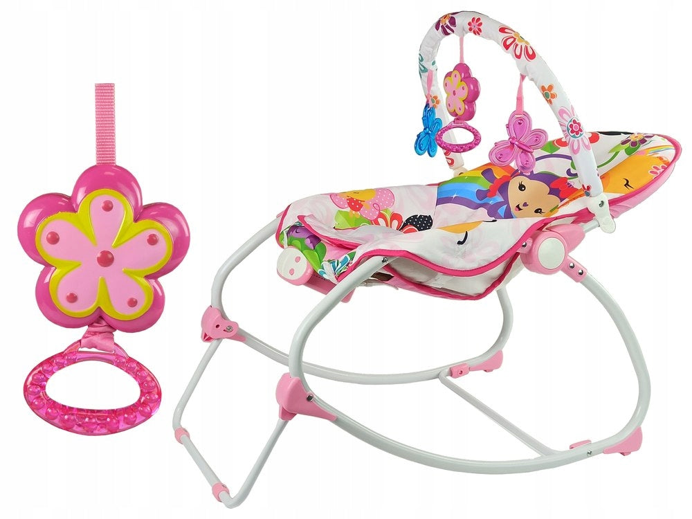 Rocker Cradle Seat Highchair 2in1 Pink Flower Sounds Vibration Packaging status original