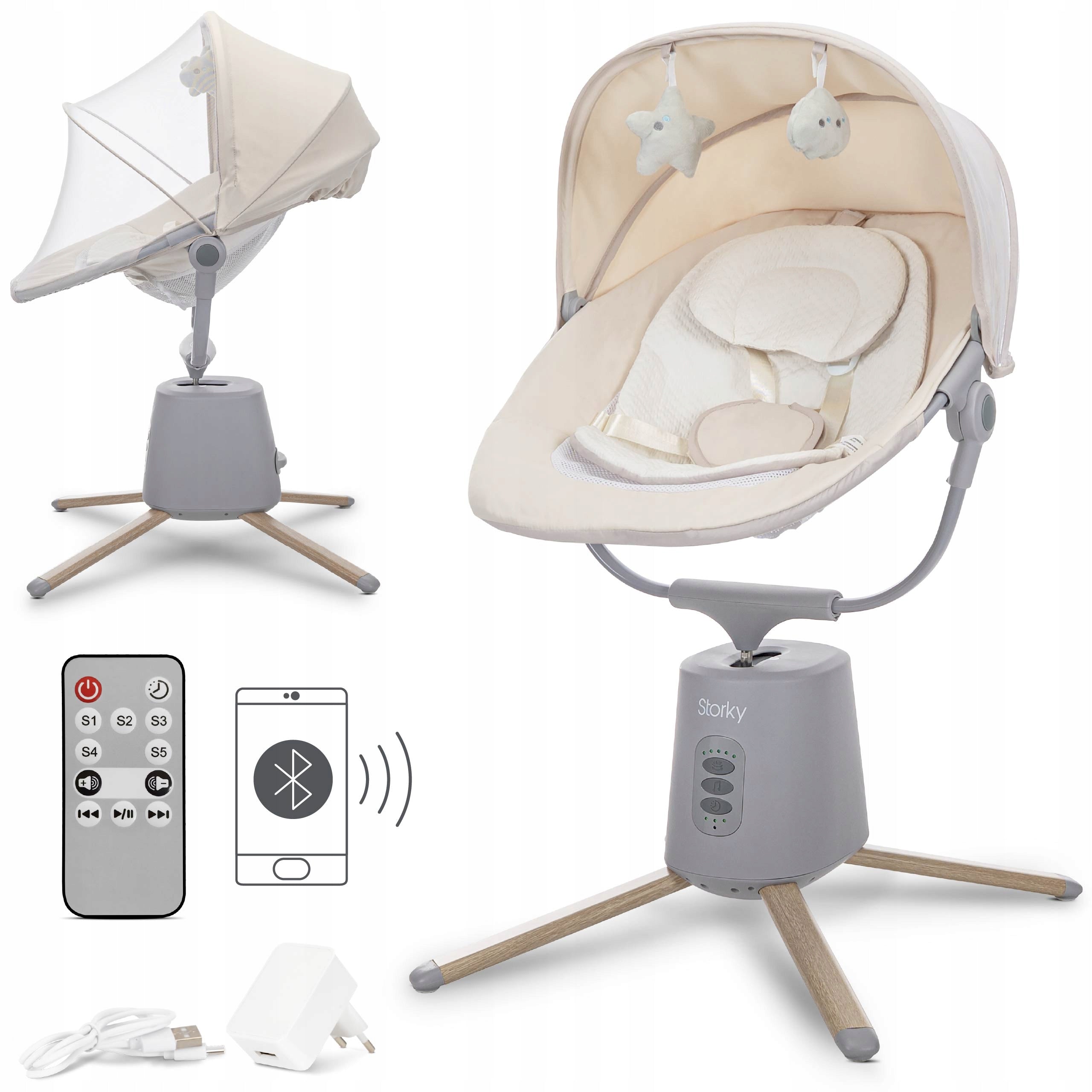 Rocker Electric Baby Lounger Bluetooth Remote Control Melodie Storky