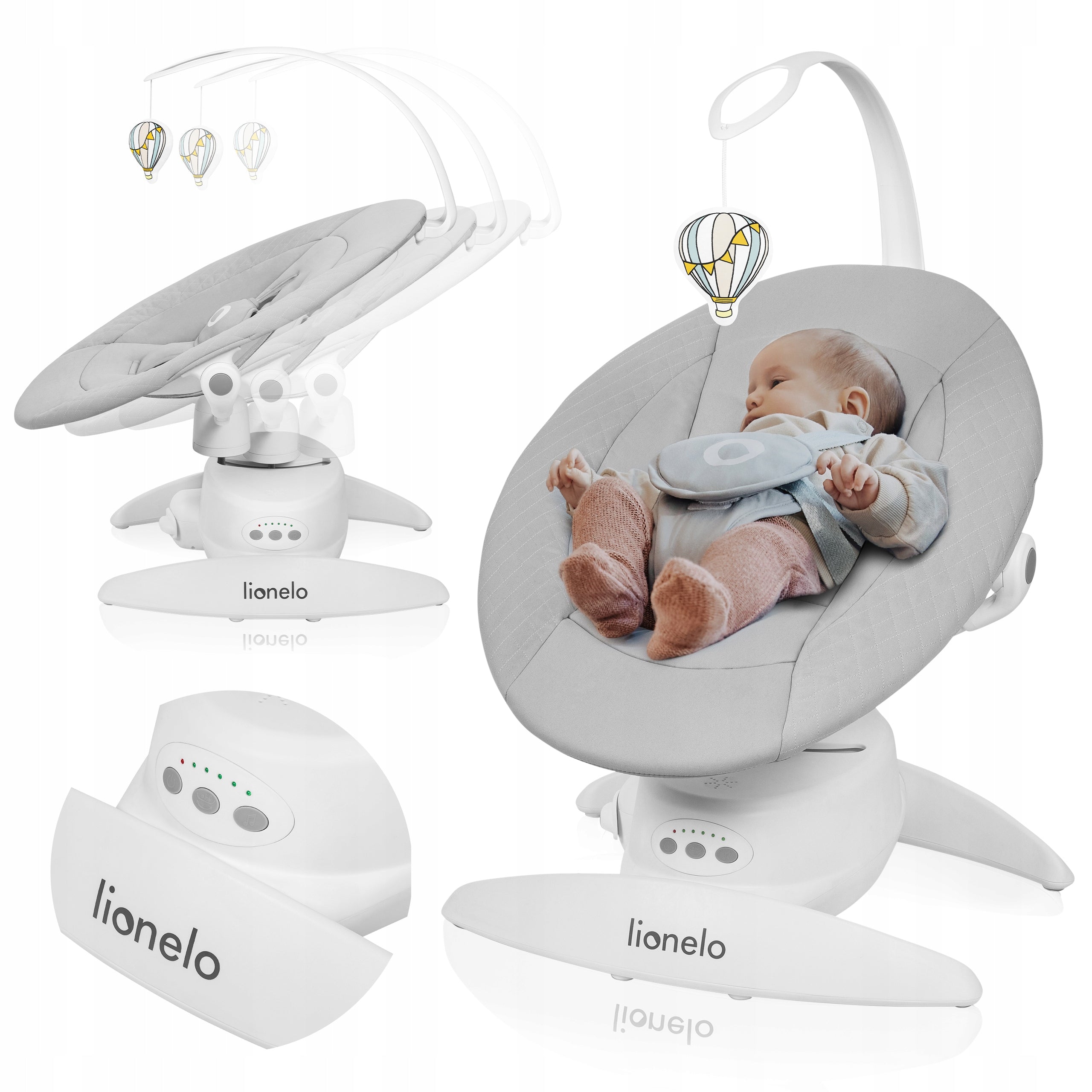 Rocker electric lounger rotation 360°control panel 0-9kg Lionelo Iris