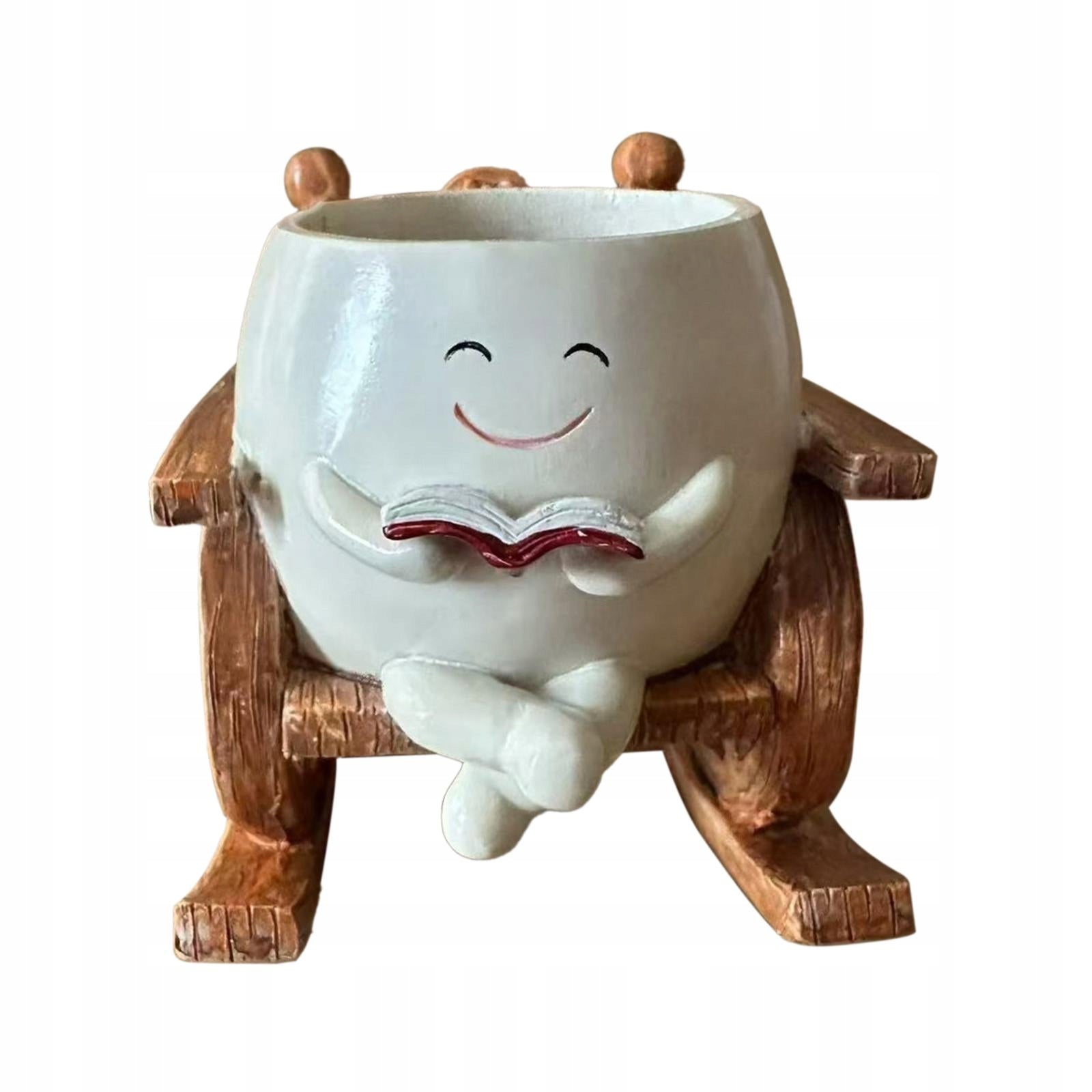 Rocking Chair Flower Pot Multifunctional Countertop Decoration Planter White Brand no brand