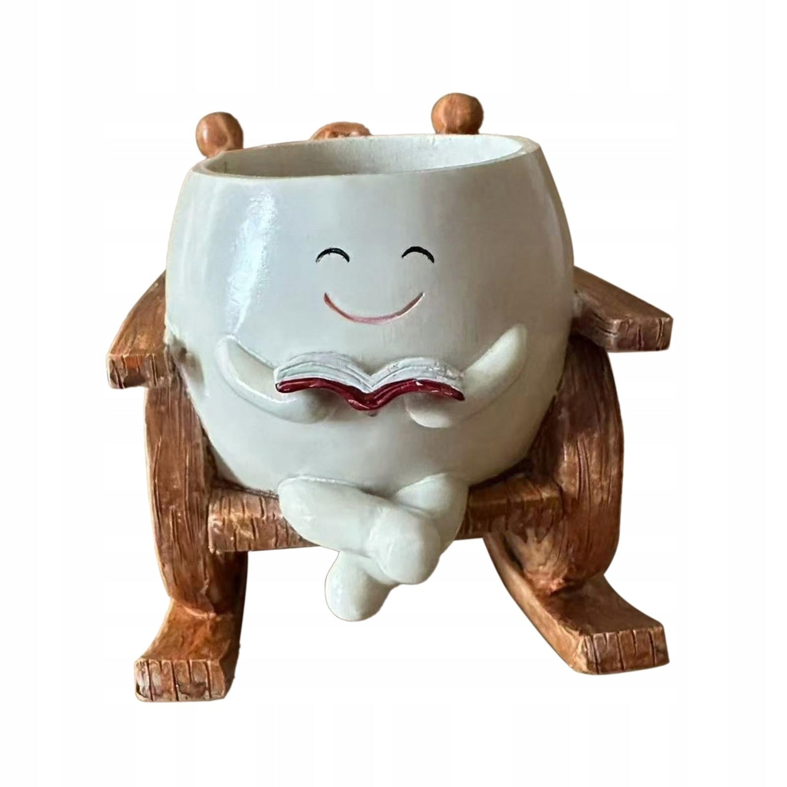 Rocking Chair Flower Pot Multifunctional Countertop Decoration Planter White Color multicolor