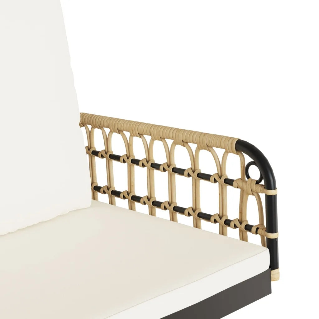 Rocking bench with cushions, 105x58x38 cm, polyrattan and steel Seat length 105 cm
