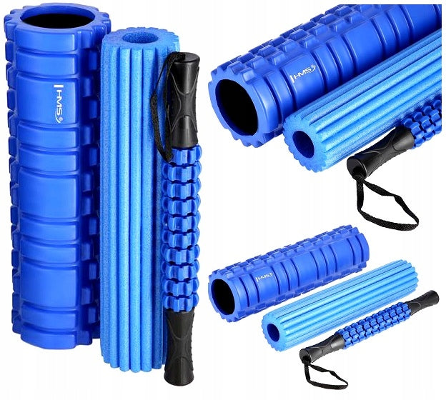Roller 3in1 With Massage Rod + With Protrusions HMS Set Blue Brand HMS