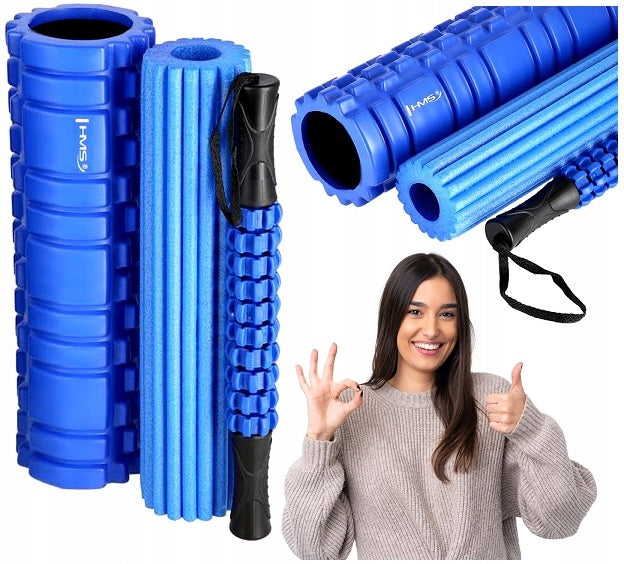 Roller 3in1 With Massage Rod + With Protrusions HMS Set Blue