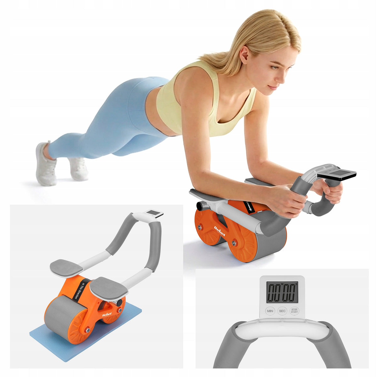 Roller AB Wheel AB-3 for abdominal muscle exercises timer mat Rebel