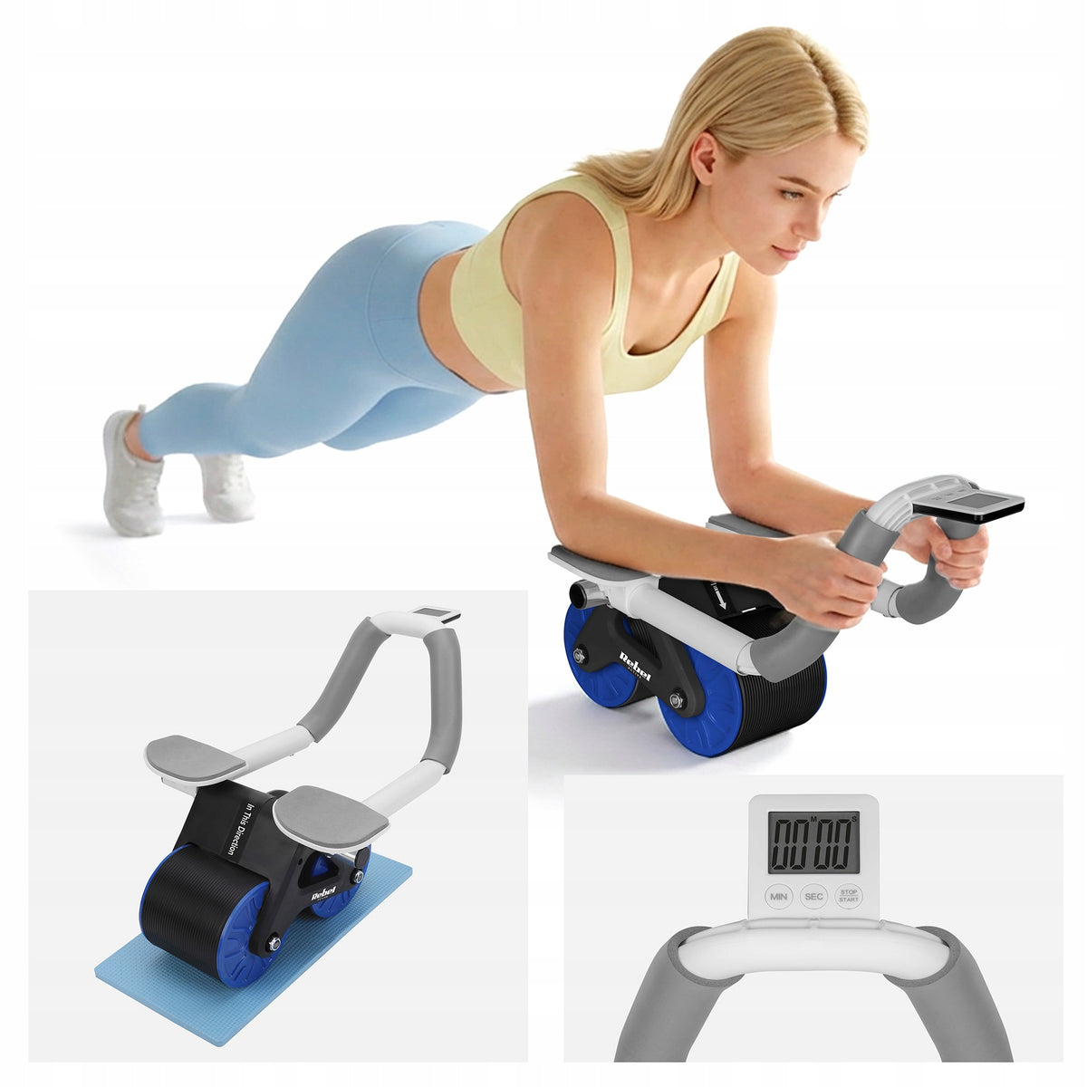 Roller AB Wheel AB-3 for abdominal muscle exercises timer mat Rebel