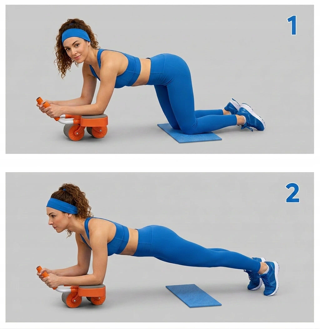 Roller Wheel With Automatic Reflection For Abdominal Muscle Exercises With Mat Packaging status original