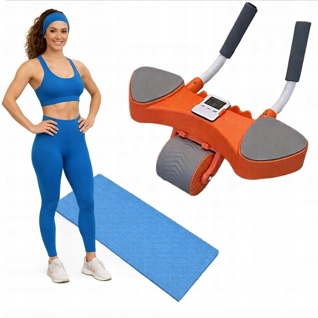 Roller Wheel With Automatic Reflection For Abdominal Muscle Exercises With Mat