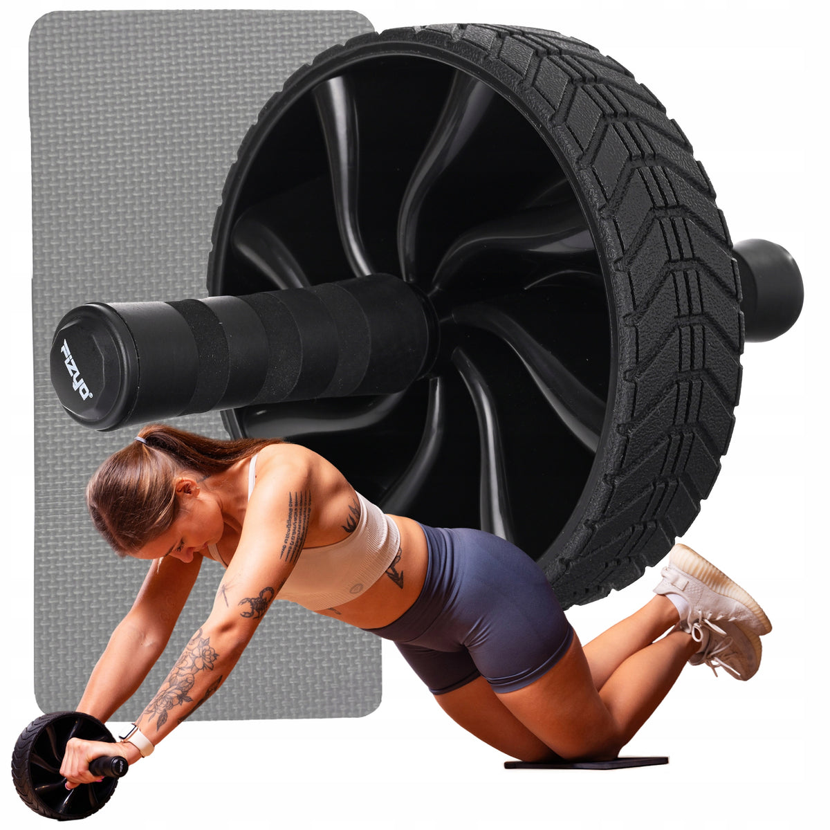 Roller Wheel for Abdominal Muscle Expansion Exercises FIZYO Ab Wheel + Mat