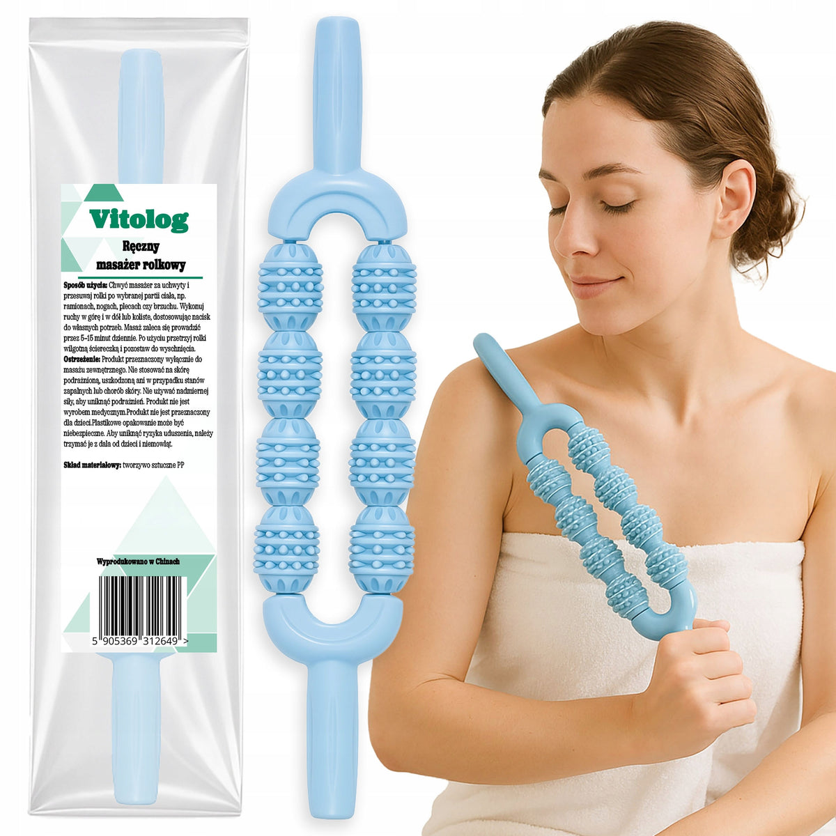 Roller for Back Massage of the Shoulder Neck Abdominal Massager Legs on Cellulite
