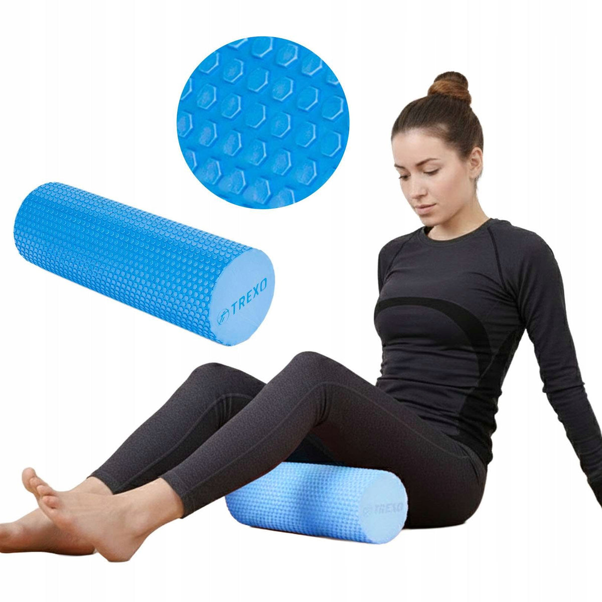 Roller with projections Xtrexo 45 cm x 14,5 cm blue FITNESS FOR MASSAGE