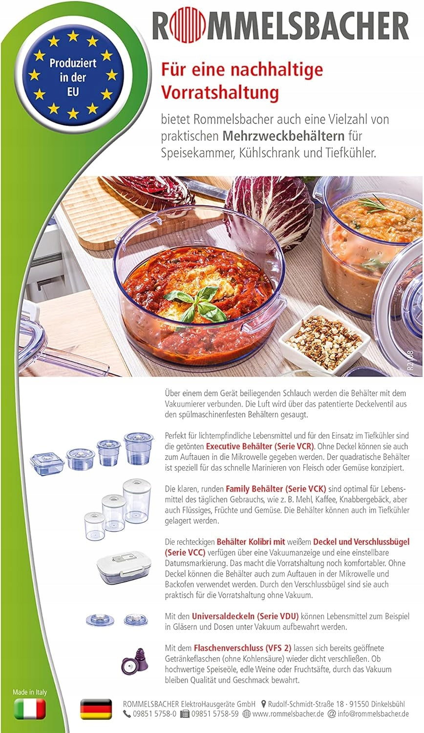 Rommelsbacher VRS 3060 clear hermetic polyethylene for microwave Model 01