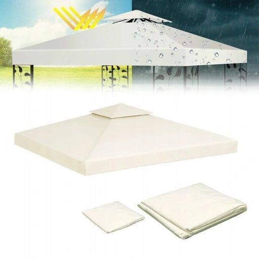 Roof Cover Garden Pavilion Gazebo Plating 3x3m Beige Cream Width 3 m