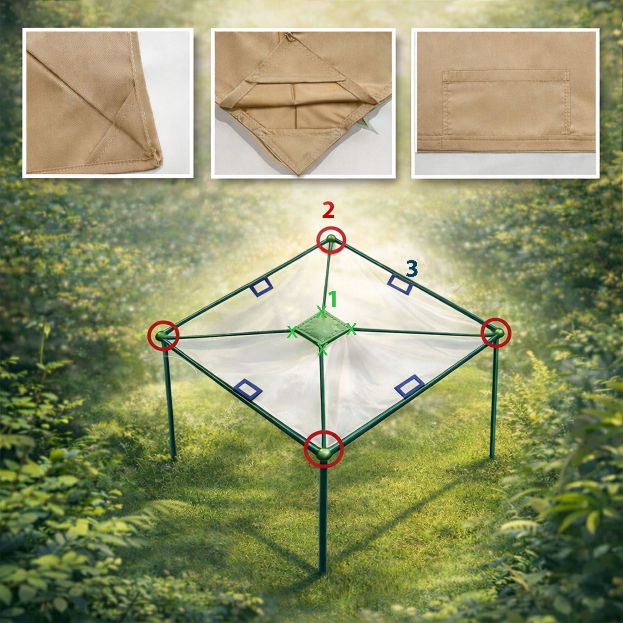 Roof Cover Pavilion Garden Tent 3x3 M6 Beige Color beige