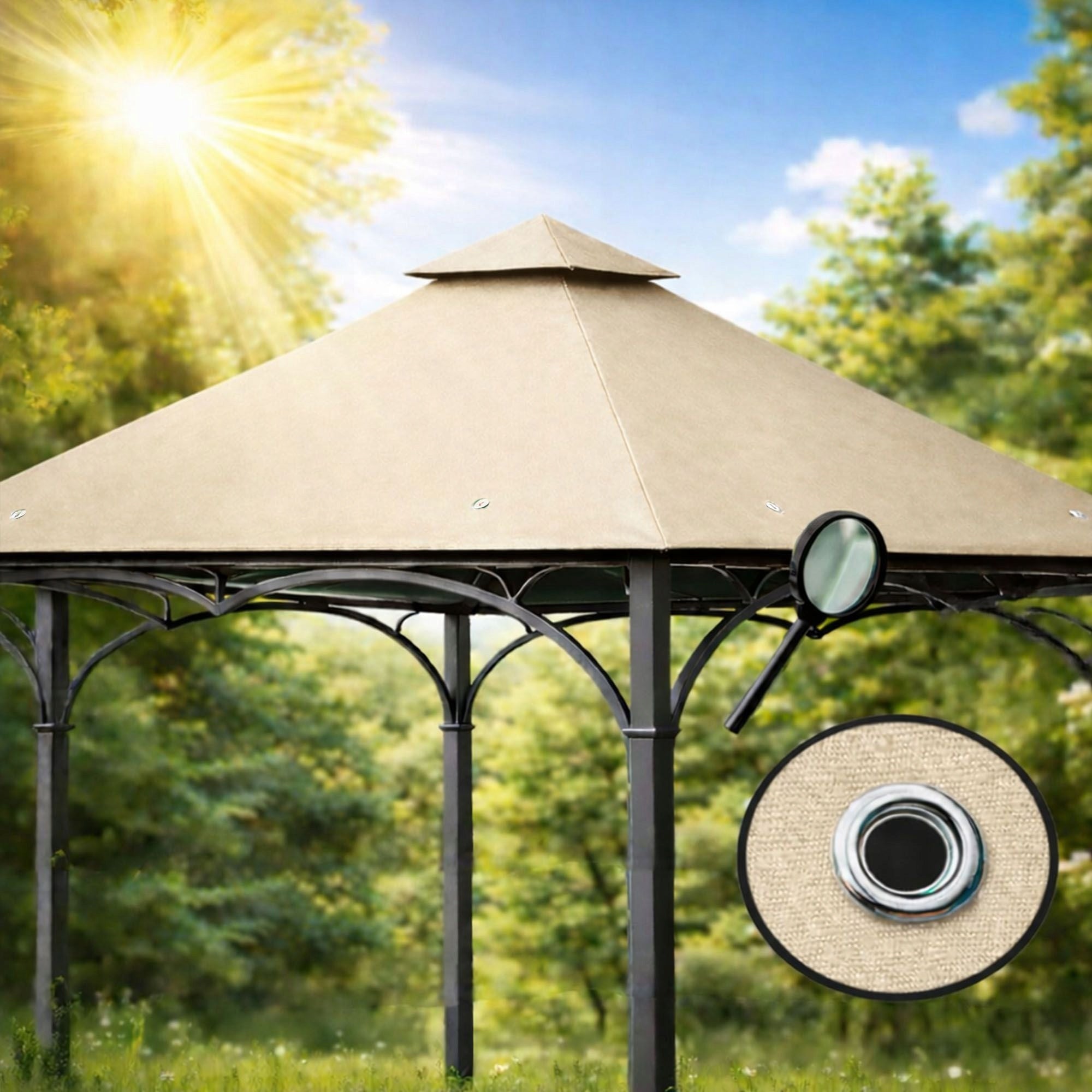 Roof Cover Pavilion Garden Tent 3x3 M6 Beige Width 3 m
