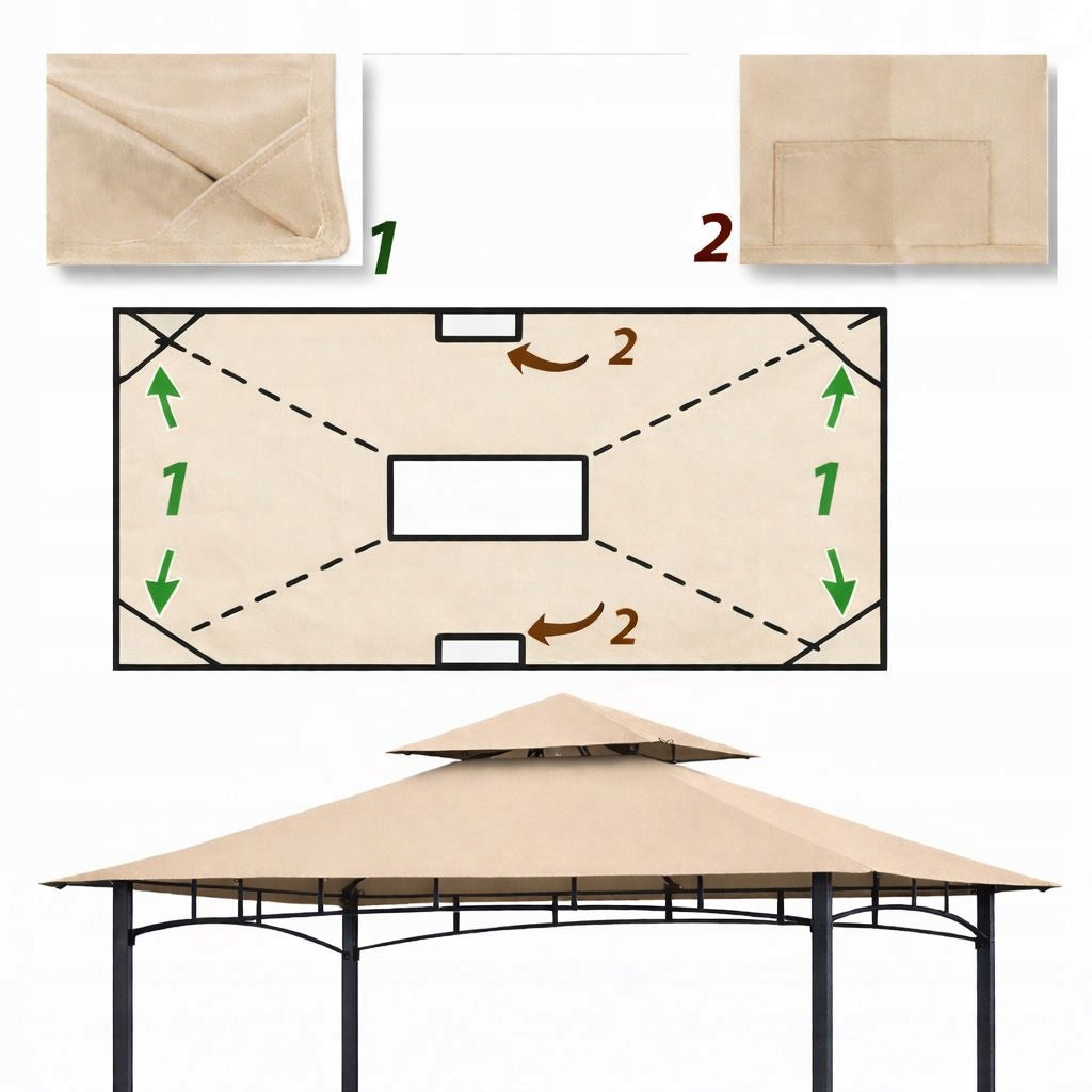 Roof Pavilion Grill 2,4m x 1,5m Wodoodp M11 Beige Number of side walls none