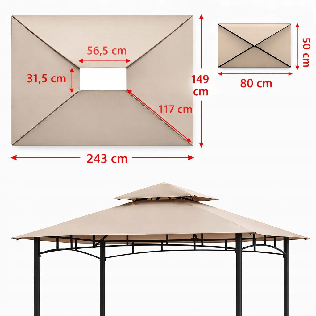 Roof Pavilion Grill 2,4m x 1,5m Wodoodp M11 Beige Packaging status original