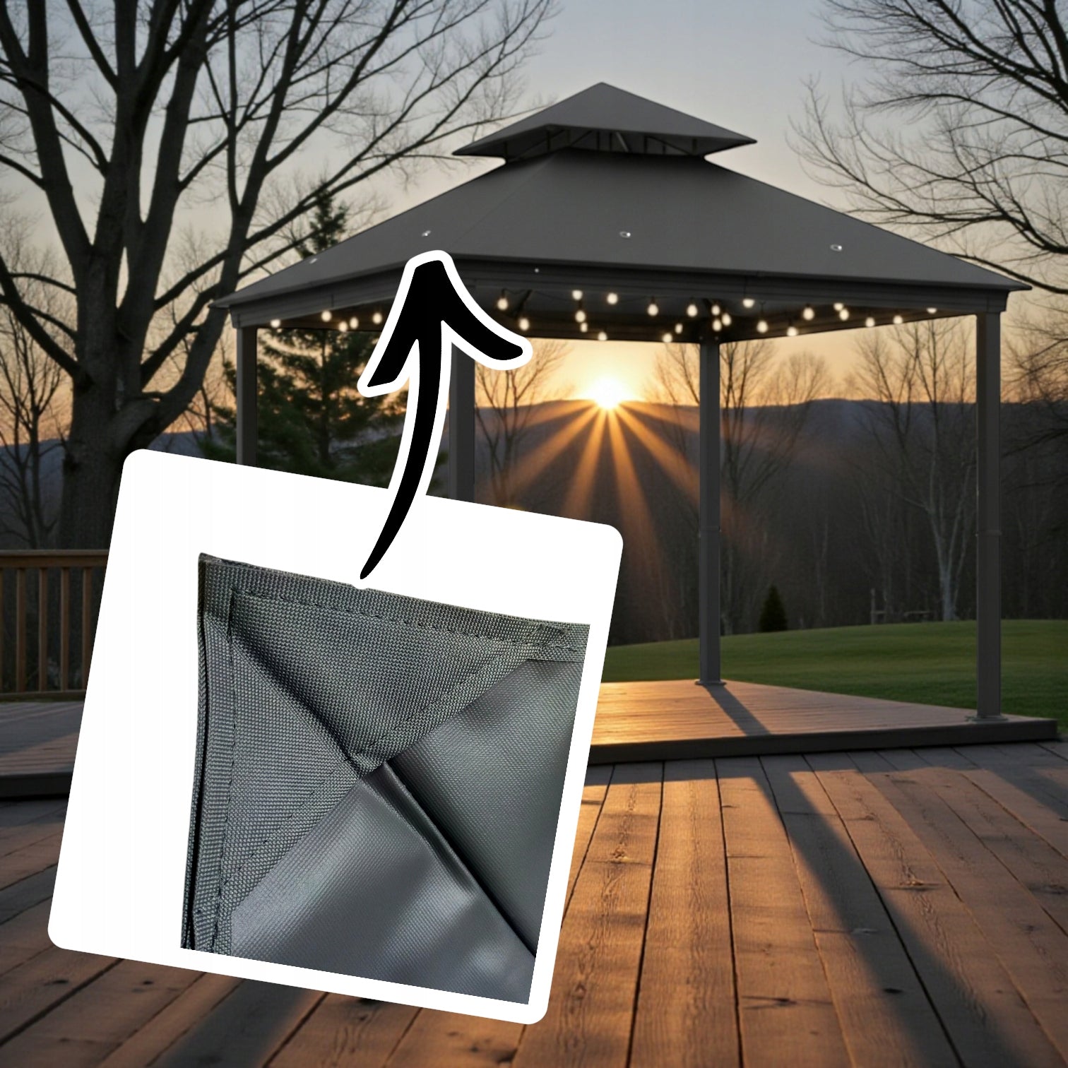 Roof for garden pavilion roof 300 cm x 300 cm 370 gr/m2 ANTHRACITE Color multicolor