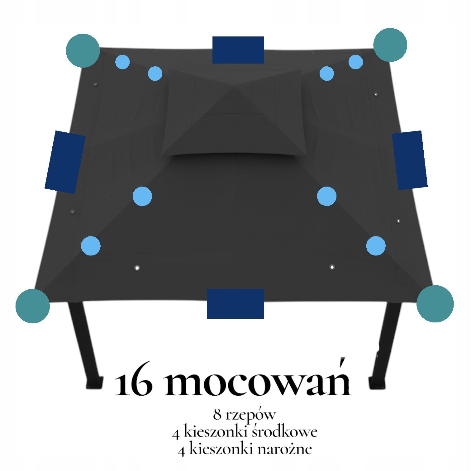 Roof for garden pavilion roof 300 cm x 300 cm 370 gr/m2 ANTHRACITE Width 3 m
