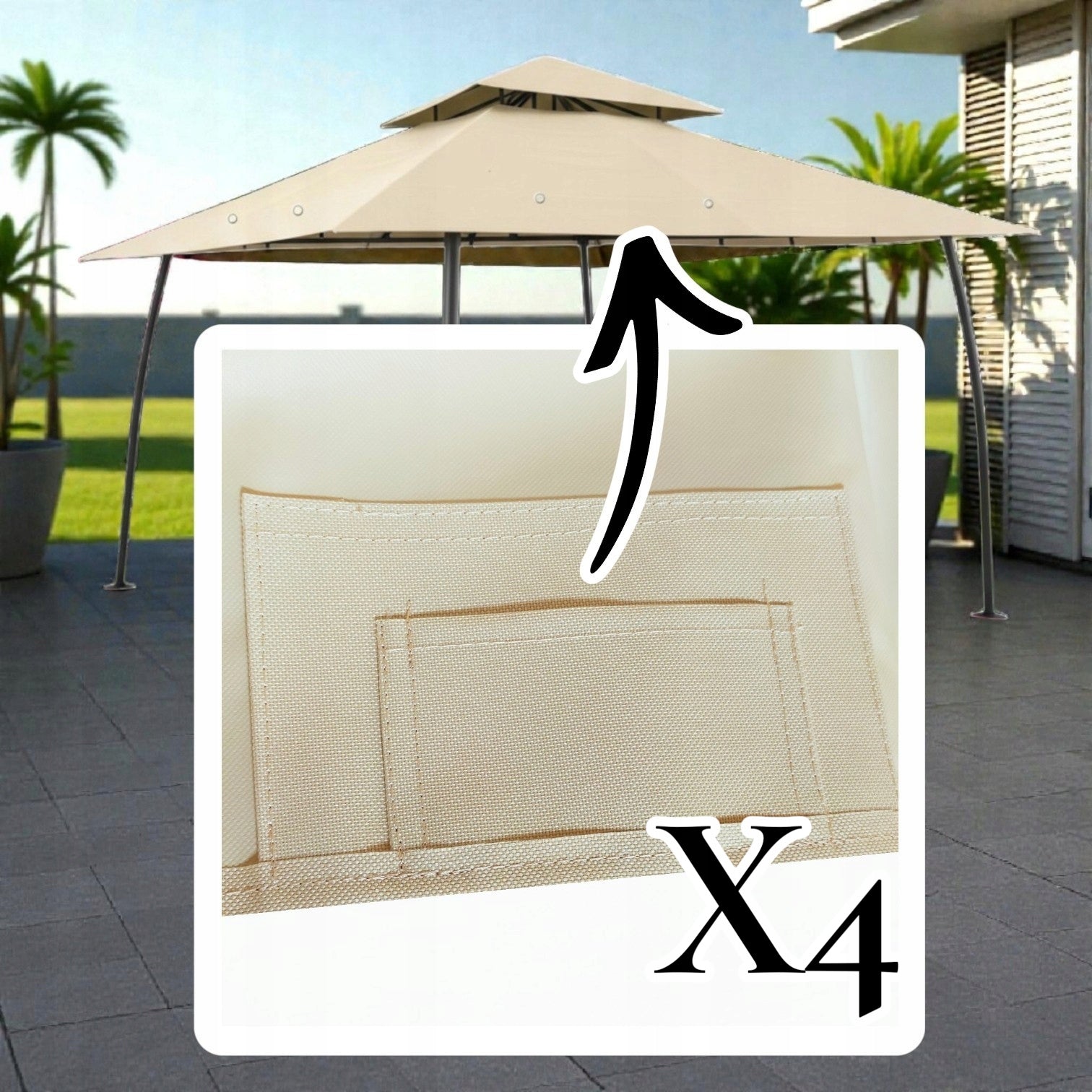 Roof for garden pavilion roof 300 cm x 300 cm 370 gr/m2 SANK HANS Number of side walls none