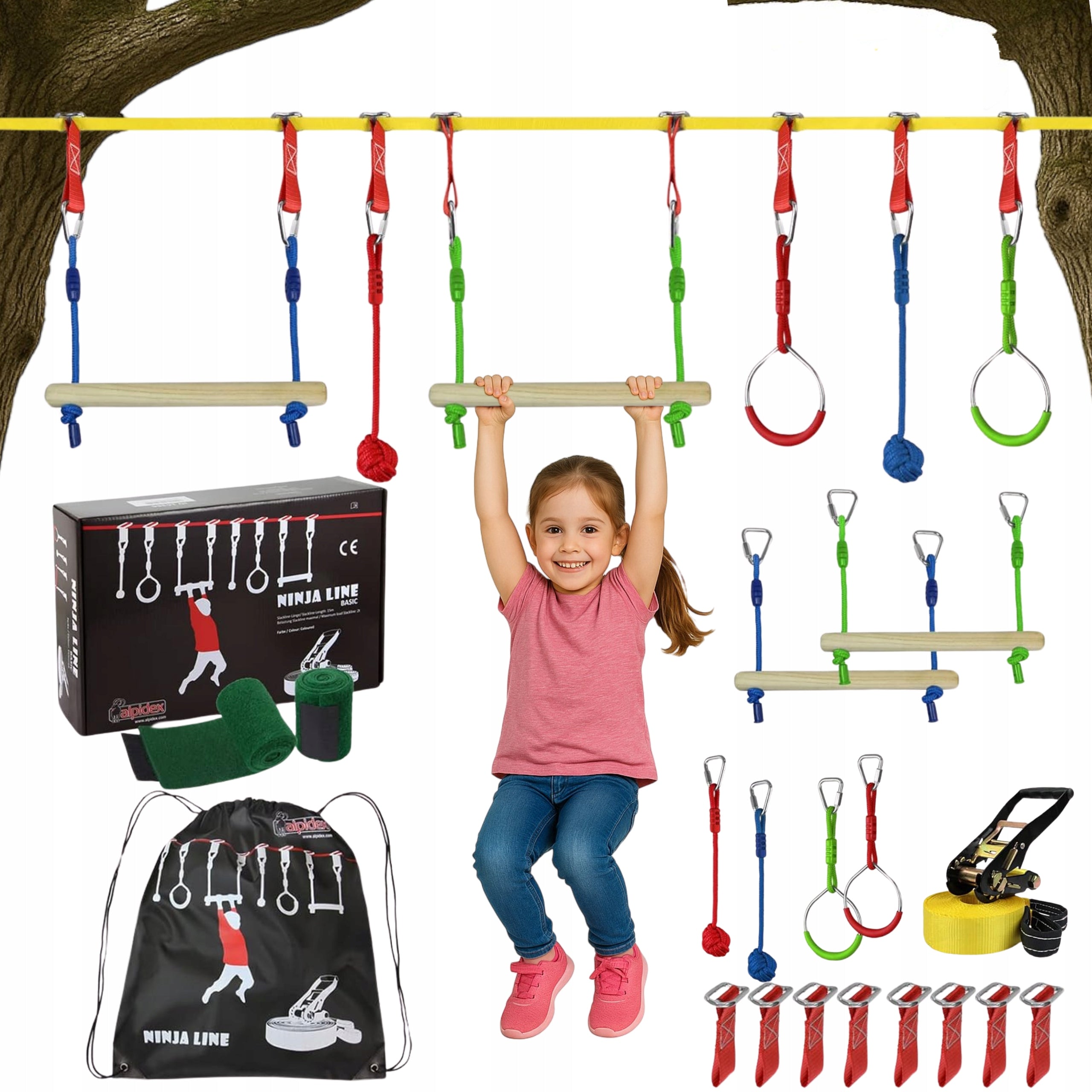 Rope Park Portable Obstacle Course Monkey Grove 15m Gift for Children 26 Pcs