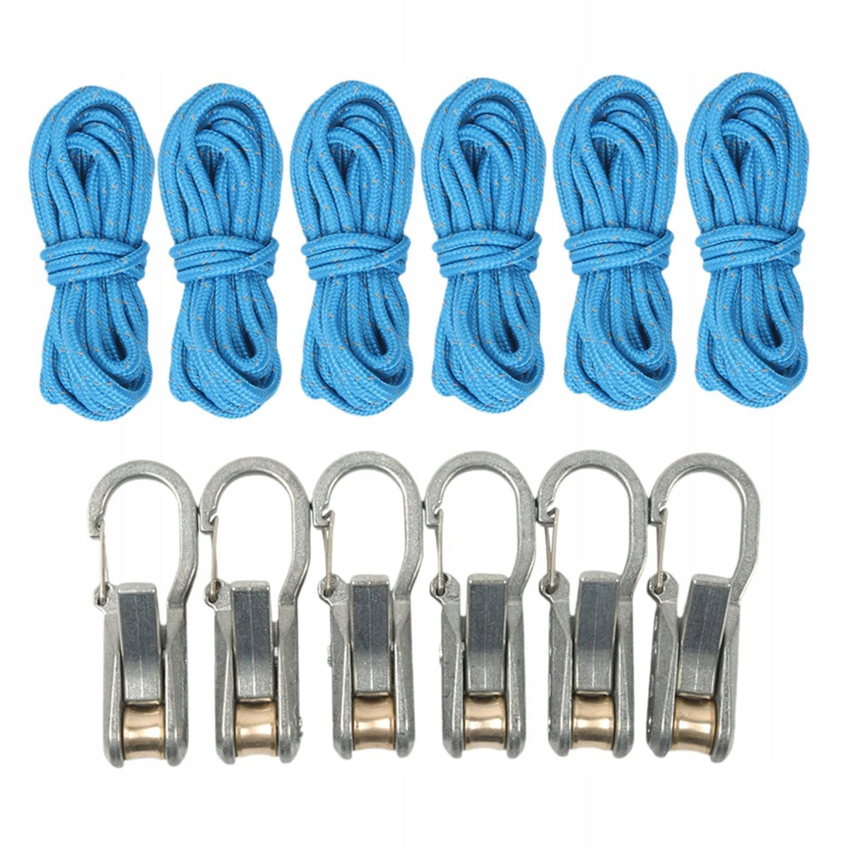 Rope with Roller Tensioner Paracord Adjuster for Boating 6 Ropes 6 Hooks
