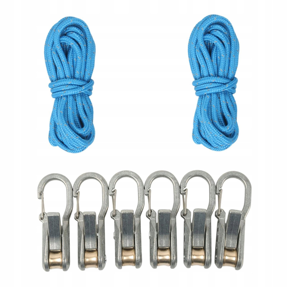 Rope with Roller Tensioner Premium Heavy Duty for Camping 2 Ropes 6 Hooks