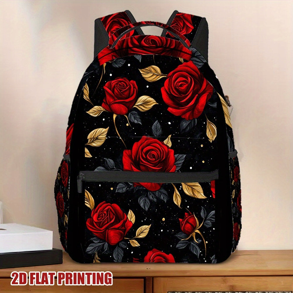 Rose Night Blossoms Backpack - Simple Design for Travel and Daily Use