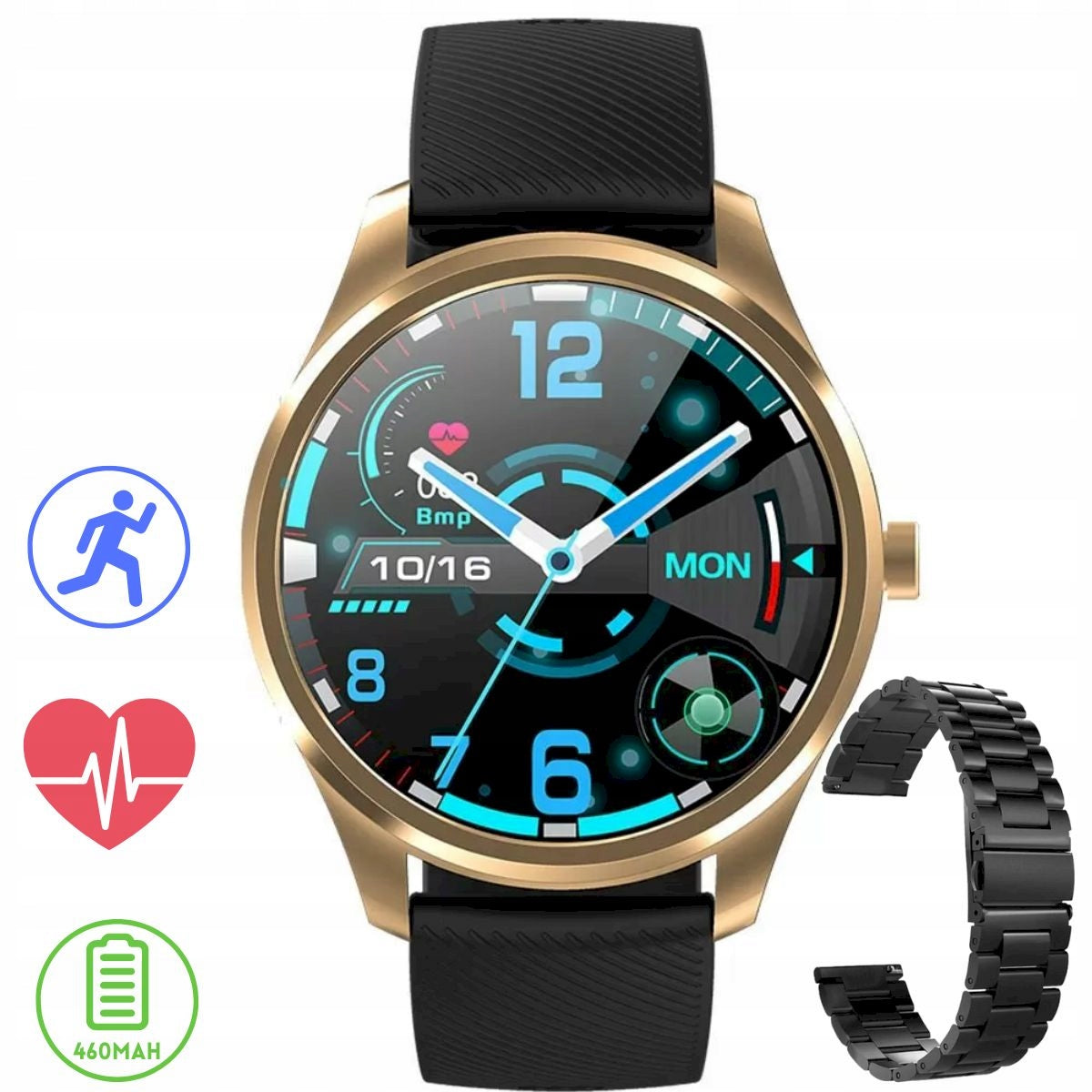 Rose gold smartwatch G.Rossi + black strap