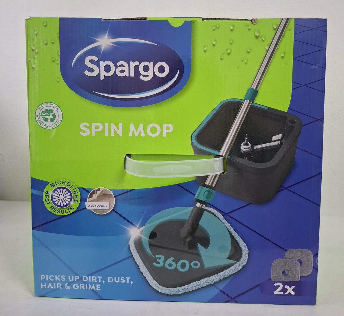 Rotary Flat Mop with Bucket Spargo Spin Mop + 2 Microfiber Cartridges Manufacturer code 3016441