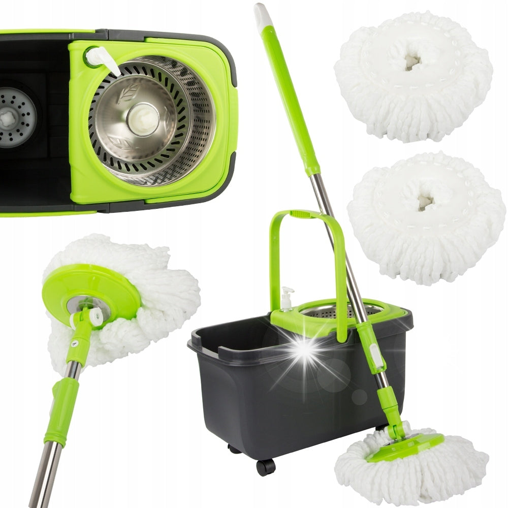 Rotary Mop 360 Bucket Dispenser Set of 2x Microfiber Overlays