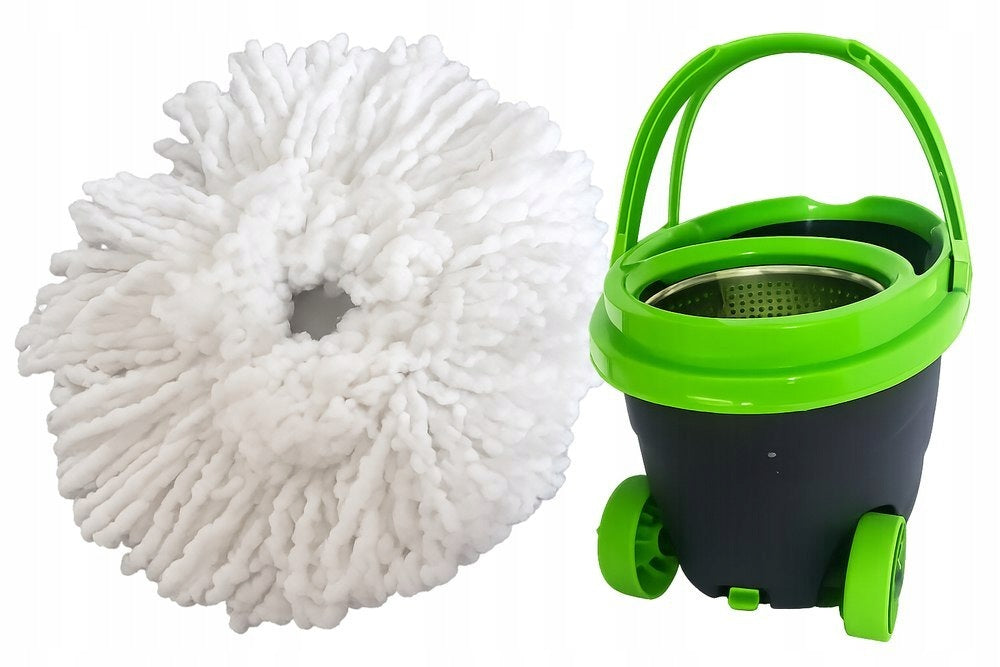 Rotary Mop 360 Bucket on Wheels Set of 2x Microfiber Pads Brand Rozz