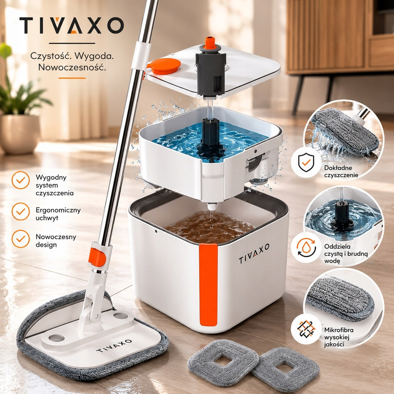 Rotary Mop Clean and Dirty Water Separation TIVAXO A11 SMART Packaging status original