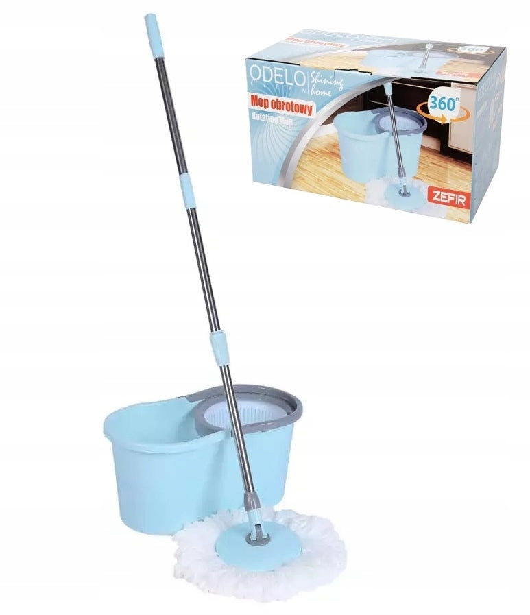 Rotary mop set with bucket and bar ZEFIR blue
