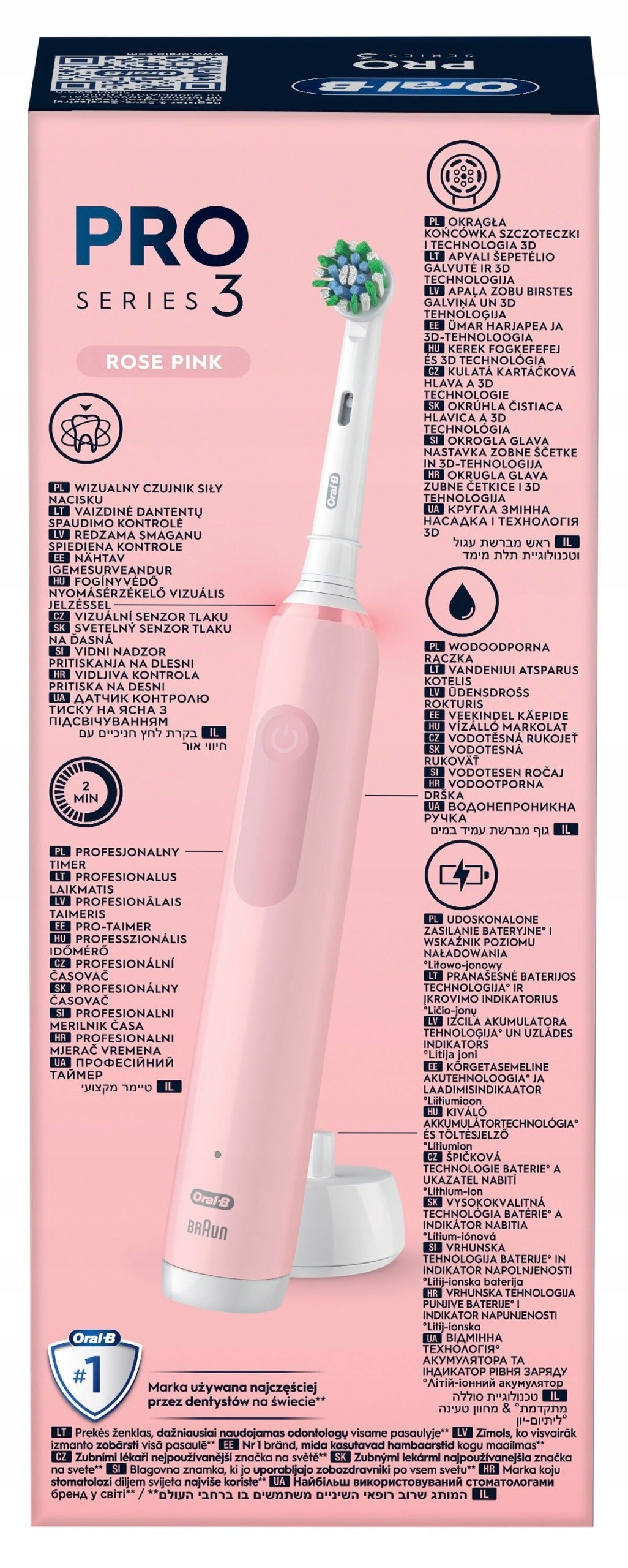 Rotary toothbrush ORAL-B Pro Series 3 Rose Pink Manufacturer code 80743378